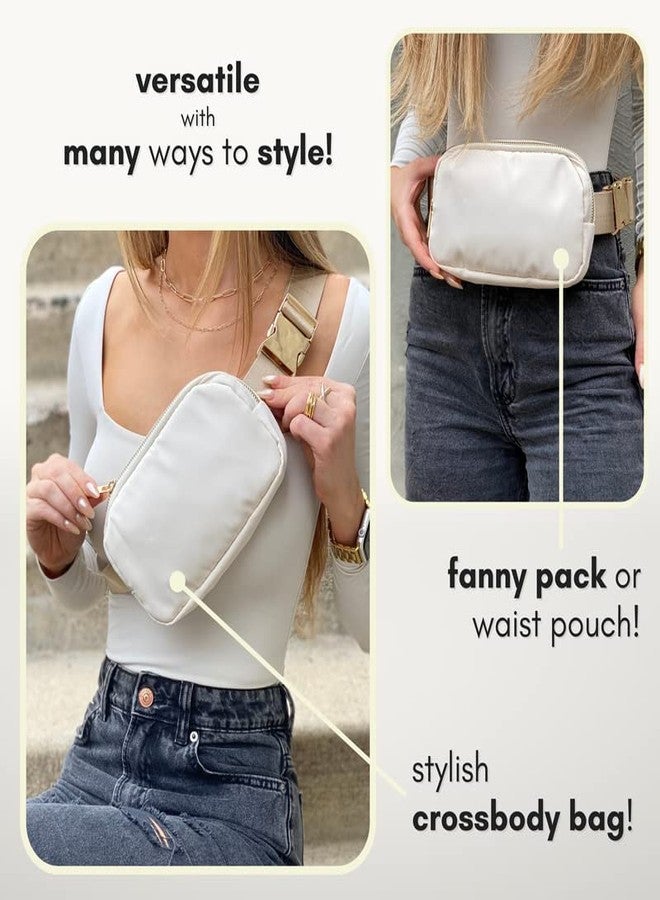 CITRUSY Boutique Belt Bag | Crossbody Fanny Pack for Women Fashionable Cute Mini Everywhere Bum Hip Waist Small Fashion Travel Chest Gold Accessories Adjustable Extended Strap Cream - Image 5